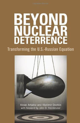 Nuclear Deterrence Book Cover: Image of a nuke hovering over a target