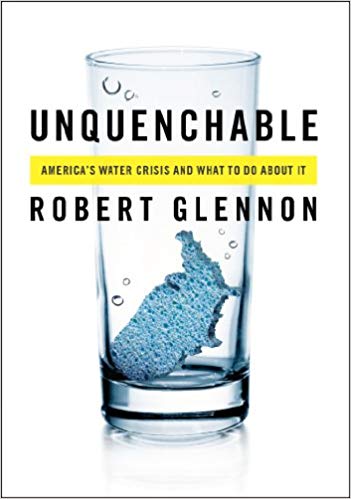 Unquenchable Book Cover: A sponge shaped like the U.S. in a glass full of water