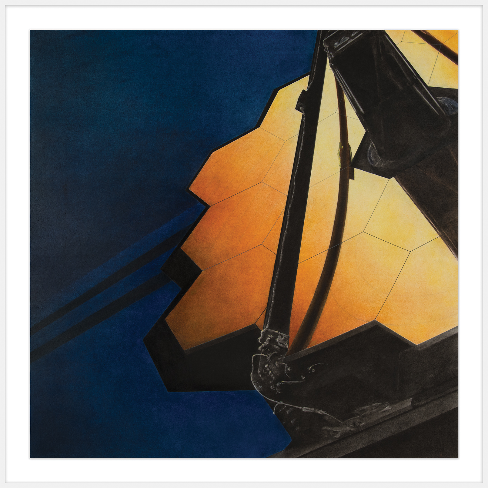 JWST Vertical Primary Mirror, 2017, charcoal and pastel on paper, 49 x 49 inches.