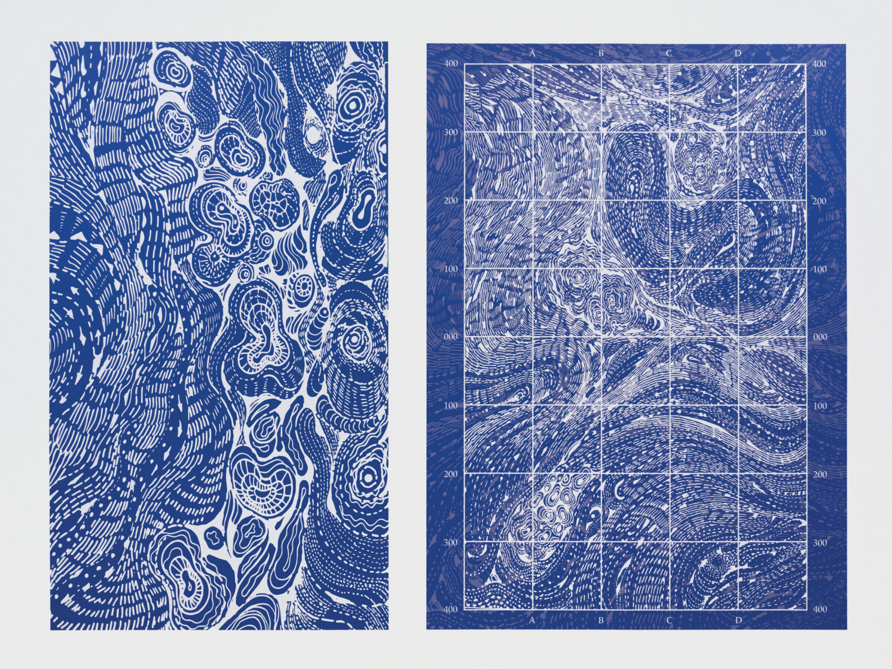 STEPHEN TALASNIK, Glacial Mapping 2023; Digitally printed vinyl wall print, 10’ x 14’ (h x w)