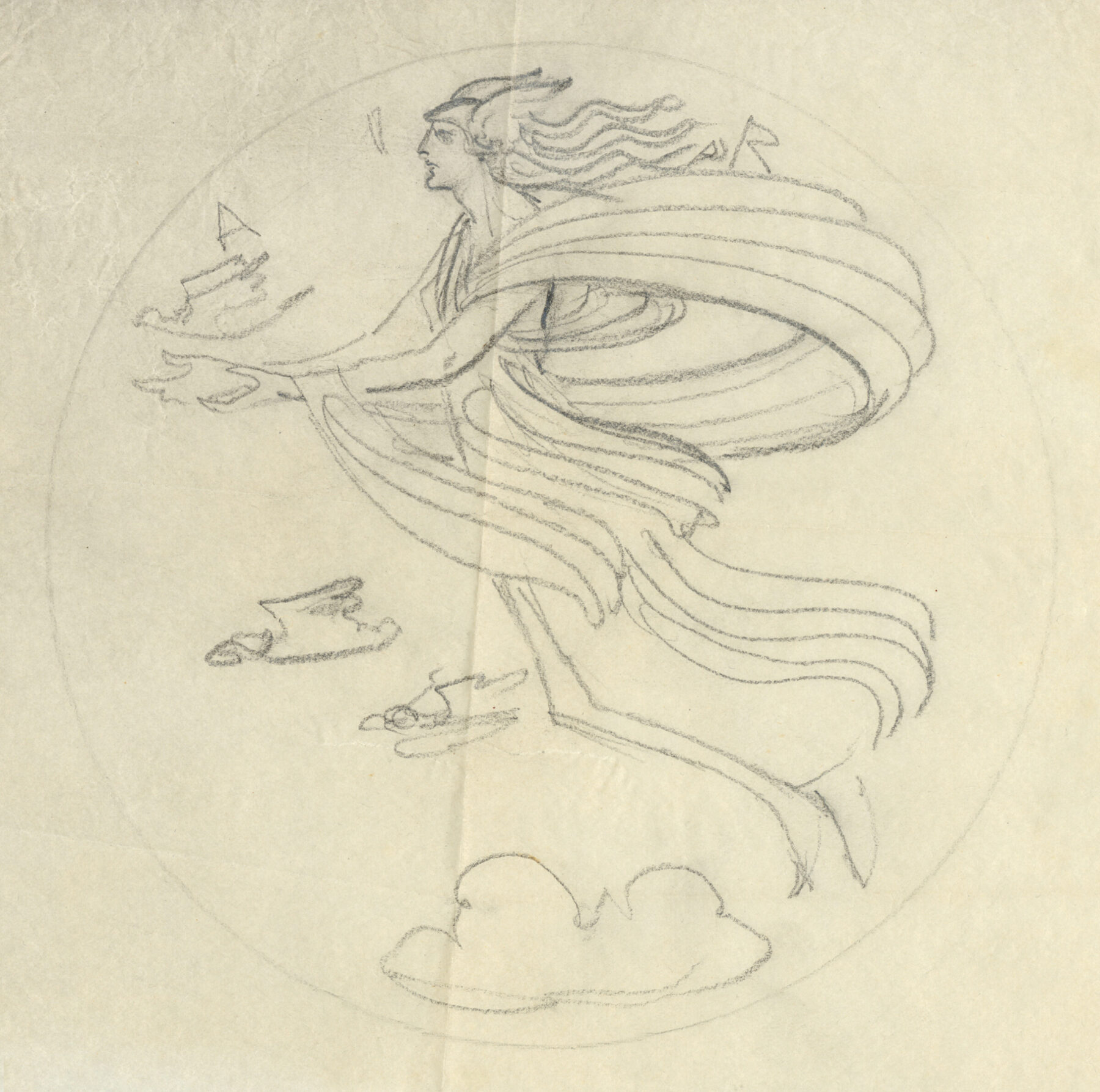 Hildreth Meière, "Air," 1923, graphite on tracing paper, 7 x 9 inches. Gift of the Hildreth Meière Family Collection. Permanent collection of the National Academy 
of Sciences.