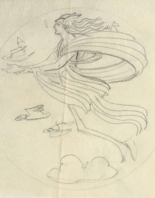 Hildreth Meière, "Air," 1923, graphite on tracing paper, 7 x 9 inches. Gift of the Hildreth Meière Family Collection. Permanent collection of the National Academy of Sciences.