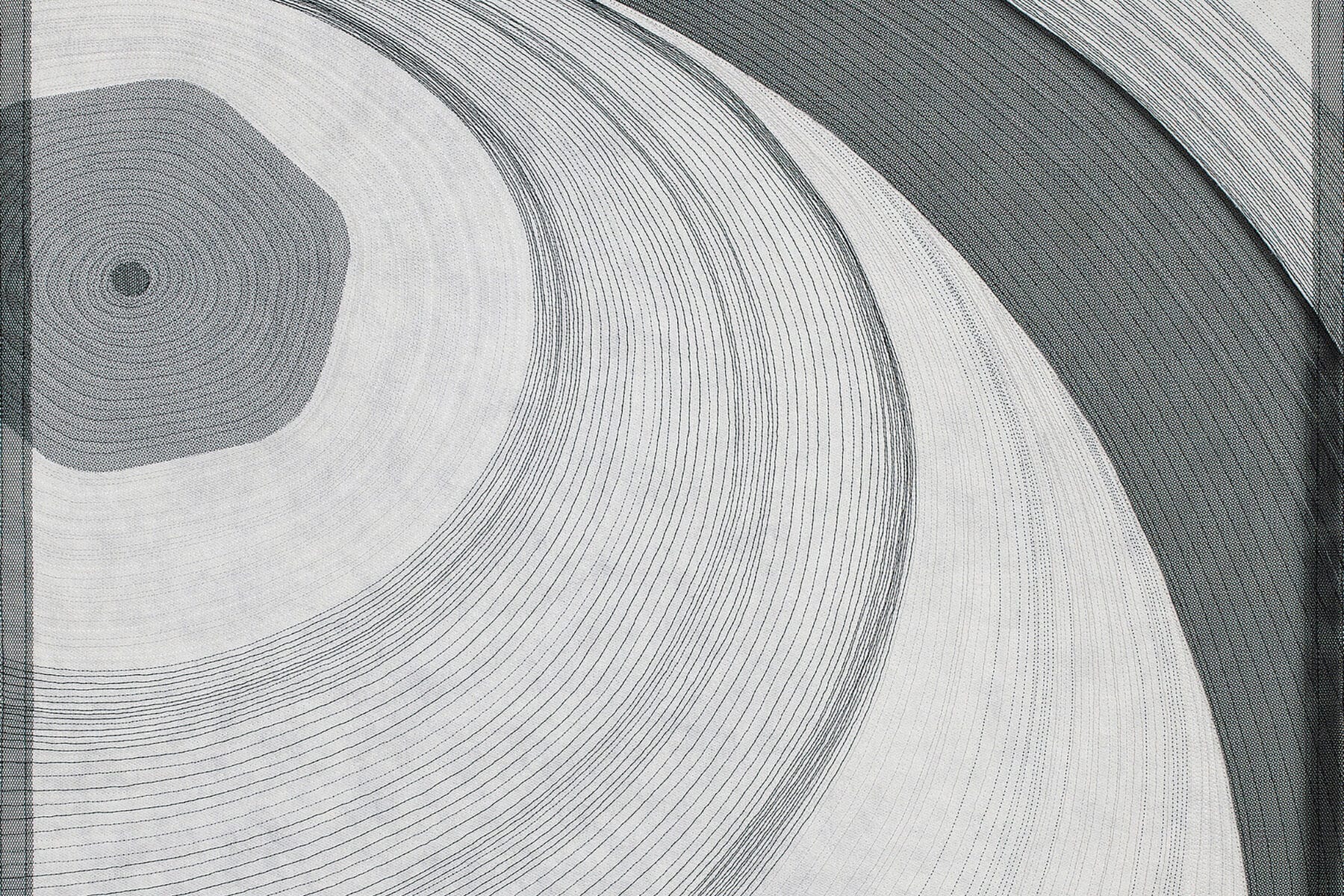 Dianne Firth, "Saturn Observed," 2023, wool batting, polyester net, polyester thread, 29.5 x 29.5 inches.