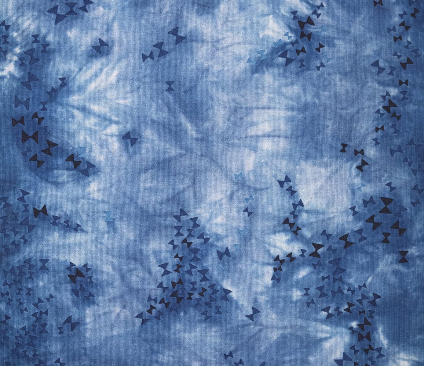 Porfirio Gutiérrez, "Temporary Spaces," 2024. Wool, indigo, 79 x 49 inches. Collection of Mingei International Museum. Photograph by Ron Kerner.