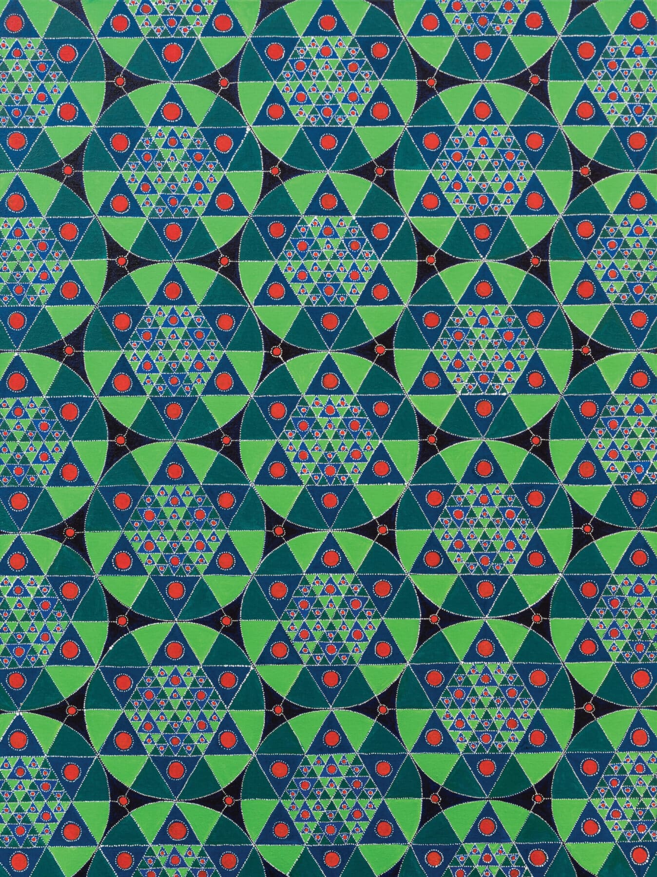 Shanthi Chandrasekar, Kolam – Aishwarya (Earth), 2018, acrylic on canvas, 40 x 30 inches.