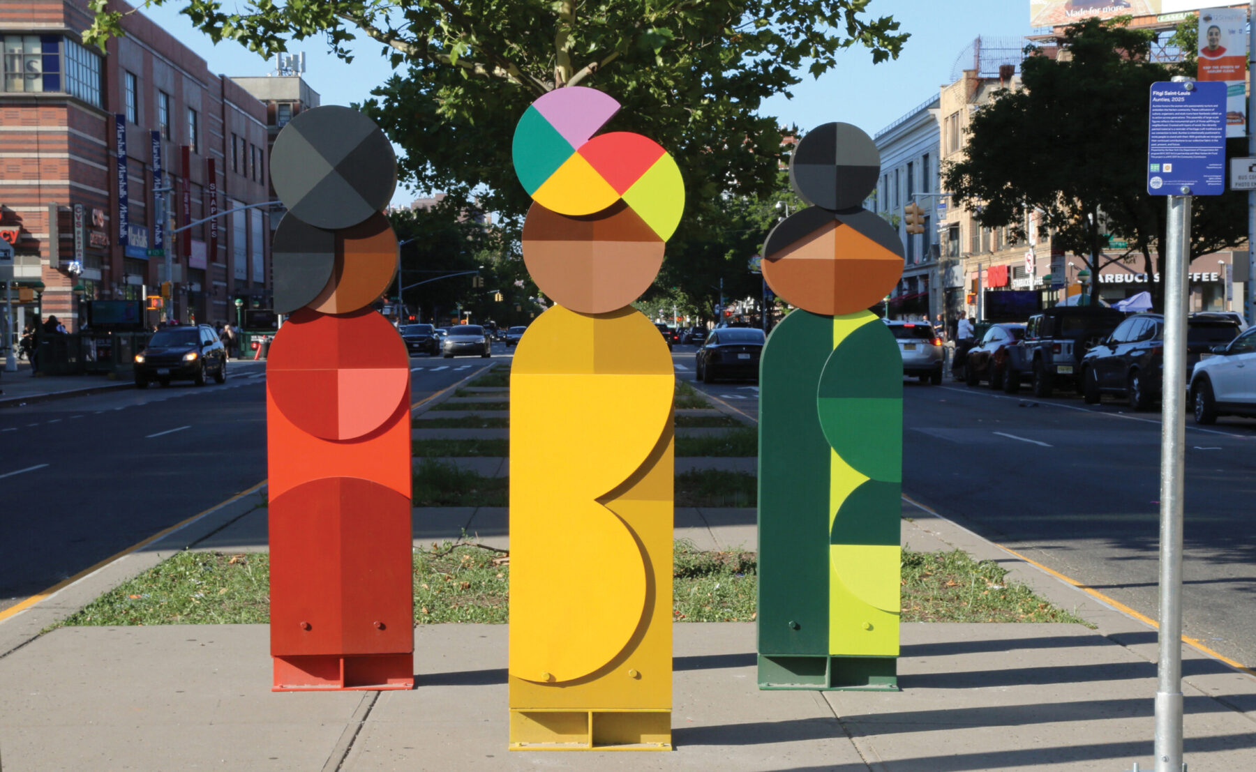 Fitgi Saint-Louis, Aunties, 2025, wood, metal, exterior paint, 72 x 17 x 6 inches.