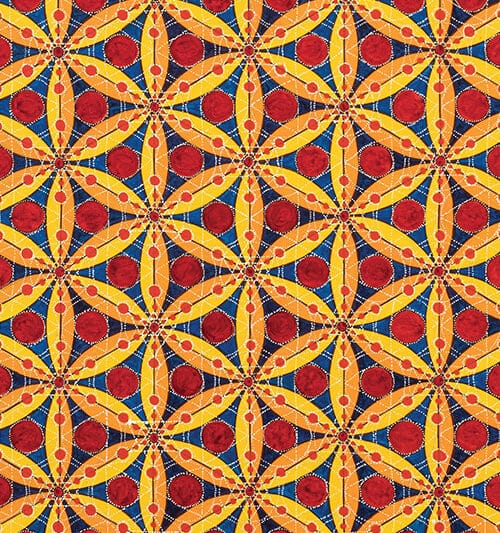 Shanthi Chandrasekar, Kolam – Aditya (Sun), 2018, acrylic on canvas, 40 x 30 inches.