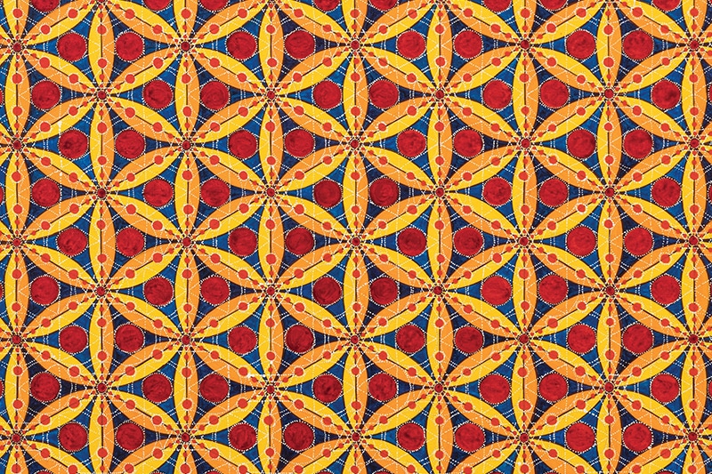 Shanthi Chandrasekar, Kolam – Aditya (Sun), 2018, acrylic on canvas, 40 x 30 inches.