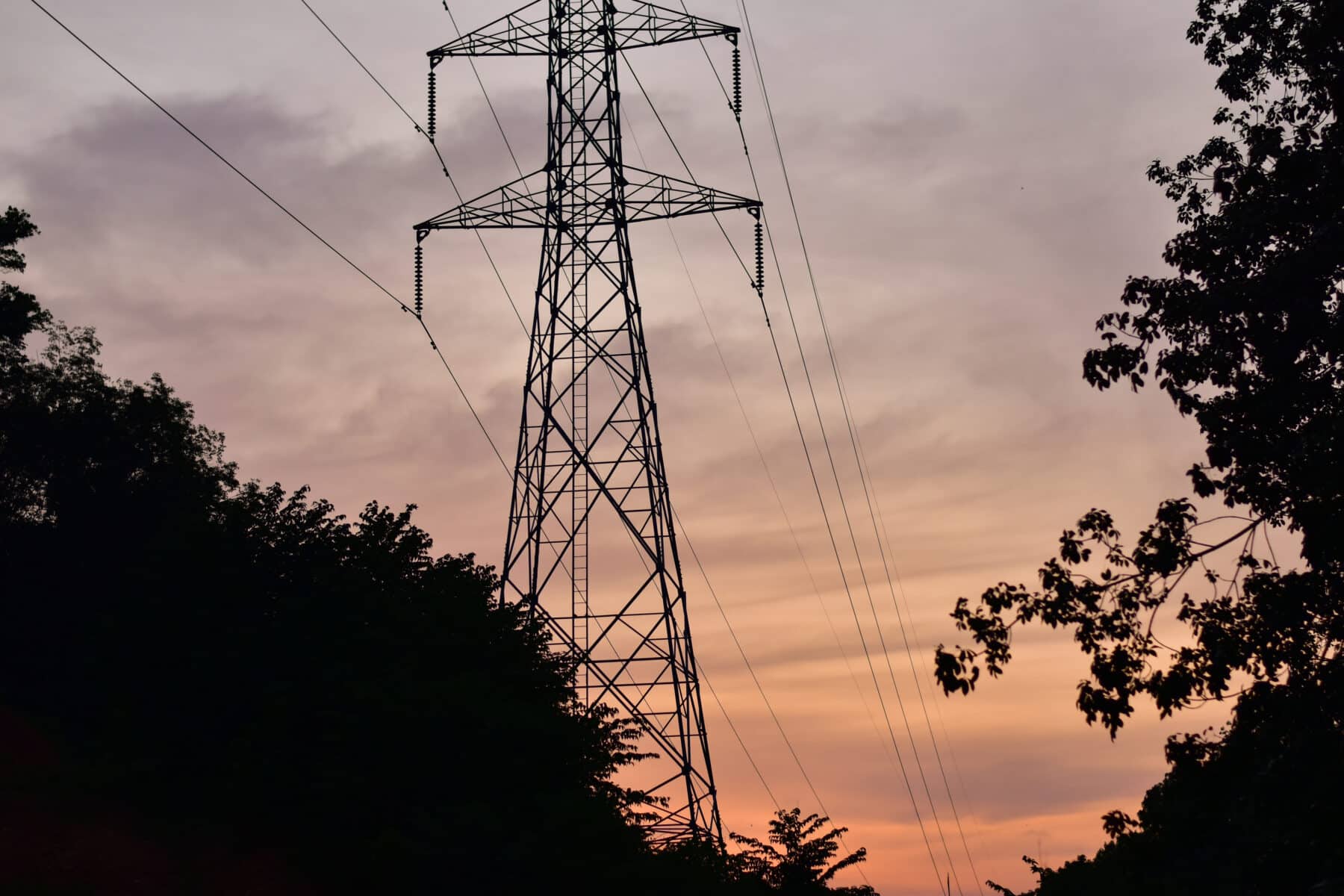 Electricity Pylon, large steel structure carrying electric power and energy across the national grid