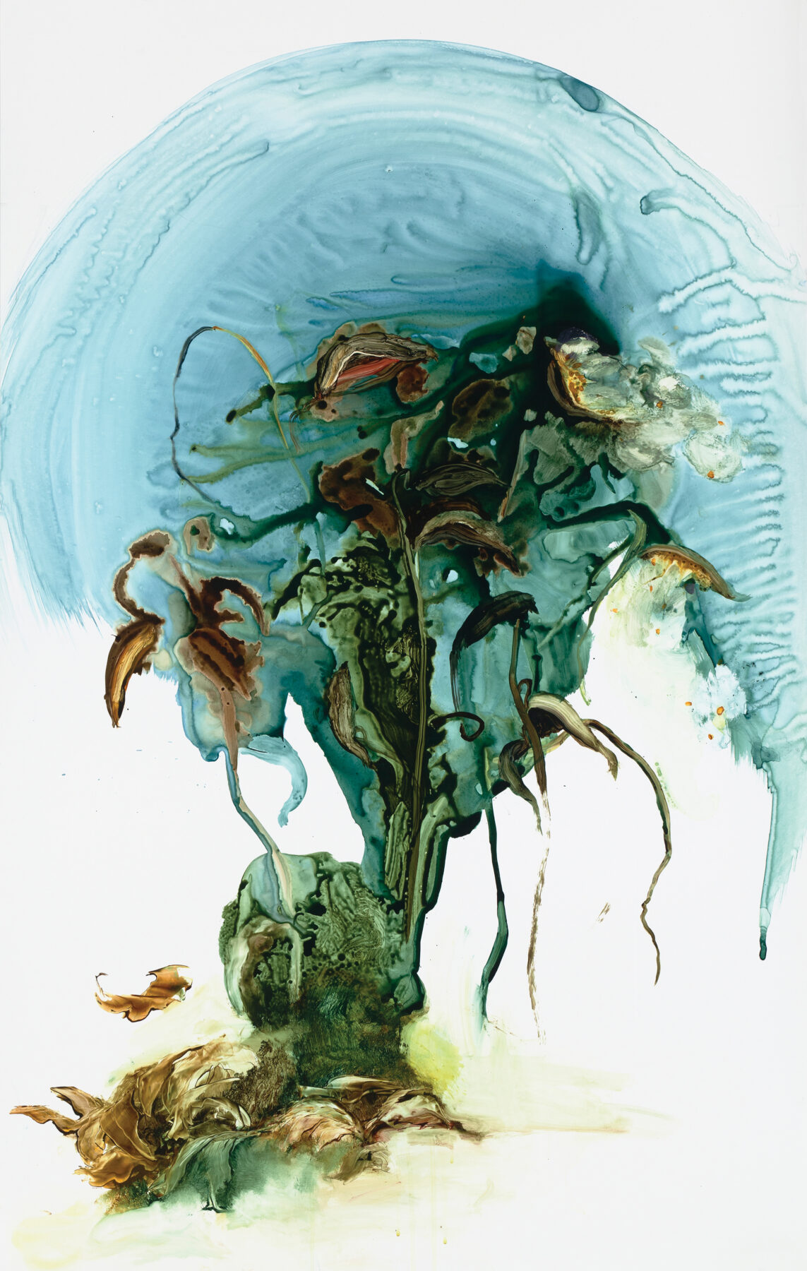 Ilana Manolson, "Medulla," 2017, acylic on yupo, 36 x 24 inches. Courtesy of the artist.